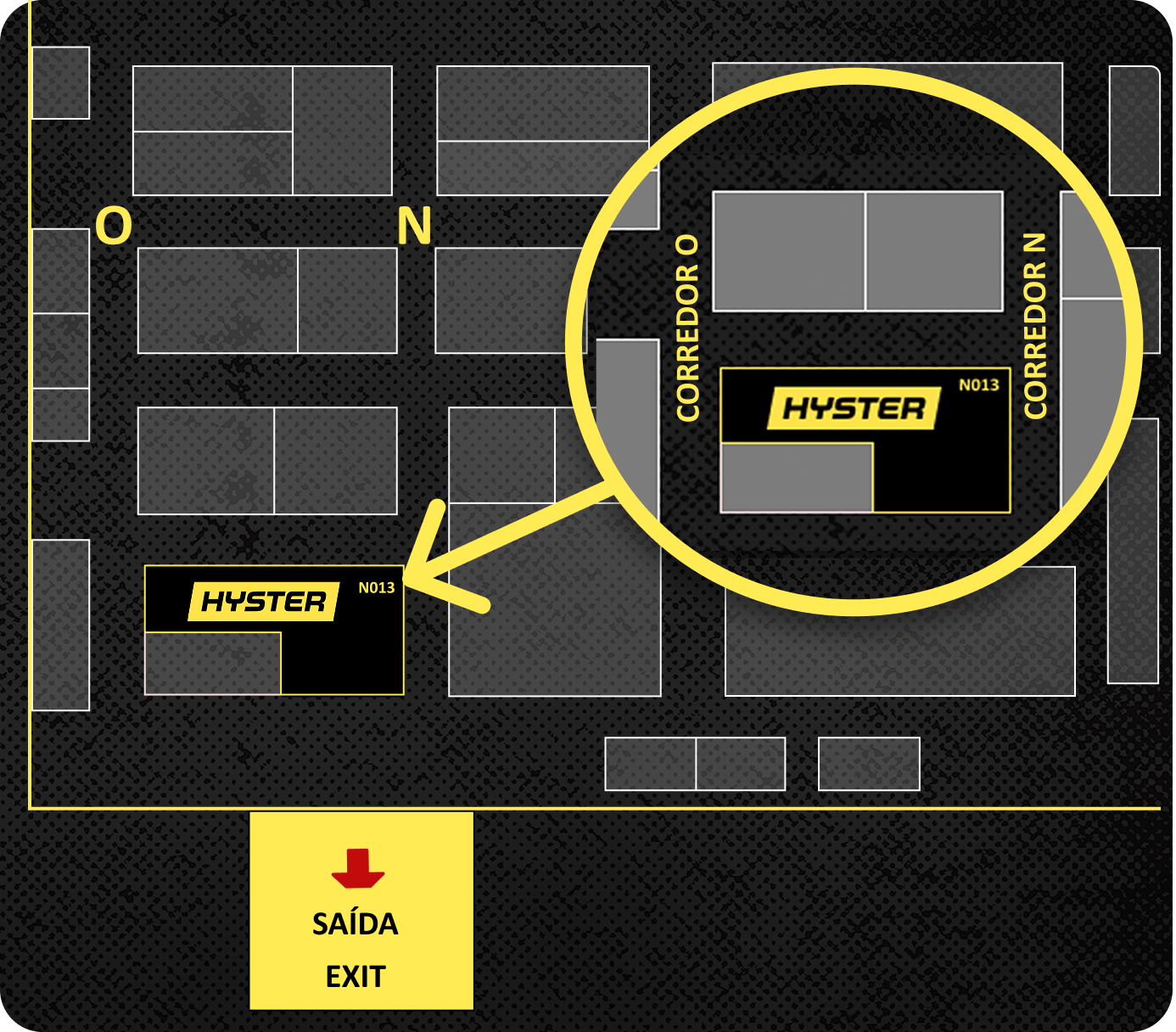 Mapa interno do estande Hyster
